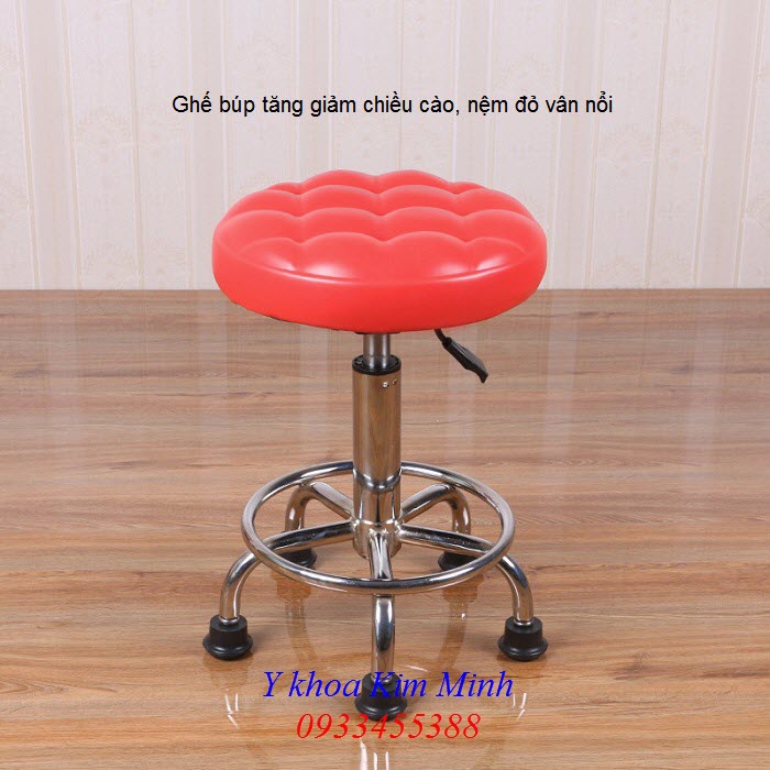 Ghế búp tăng giảm chiều cao nệm đỏ vân nổi bán tại Tp Hồ Chí Minh - Y khoa Kim Minh