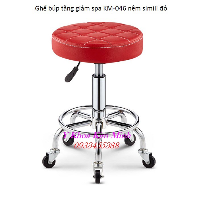 Ghế búp spa nệm simili đỏ cao cấp có tăng giảm KM-046 - Y Khoa Kim Minh