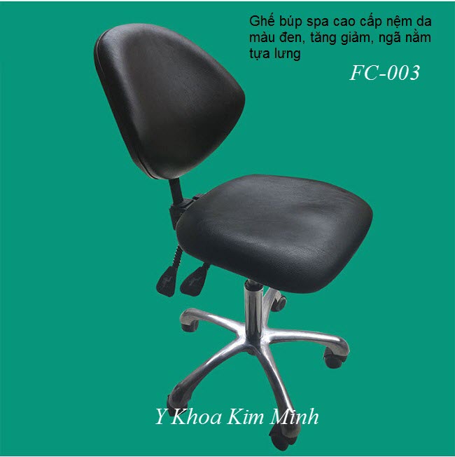 Ghế búp spa tựa lưng tăng giảm ngã nằm nệm màu đen - Y khoa Kim Minh