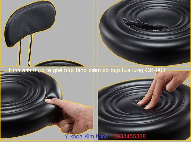 Chi tiết hình ảnh ghế búp có bánh xe tăng giảm và bục tựa lưng dùng cho thẩm mỹ viện spa GB-003 - Y Khoa Kim Minh