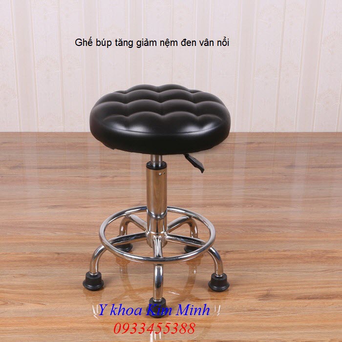 Ghế búp tăng giảm chiều cao nệm đen dập vân nổi - Y khoa Kim Minh