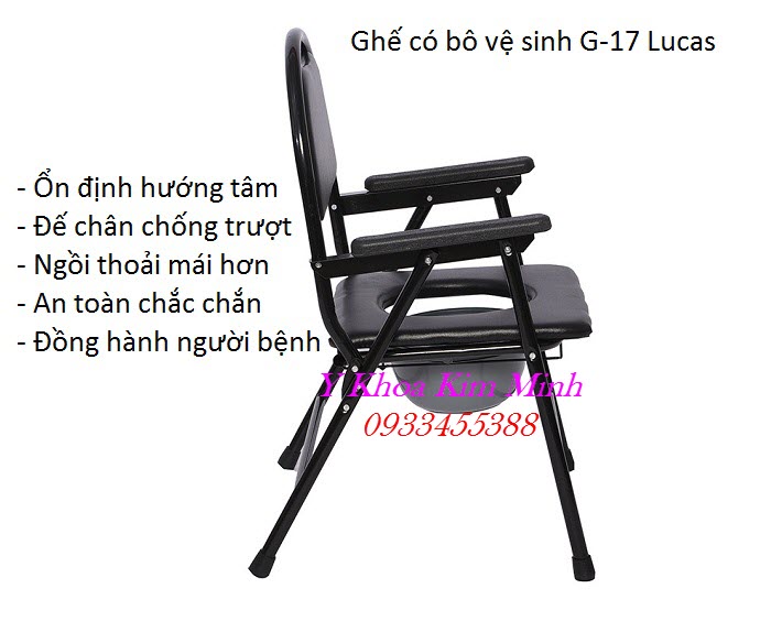 Ghế có bô ngồi vệ sinh người già người bệnh G-17 Lucas - Y khoa Kim Minh