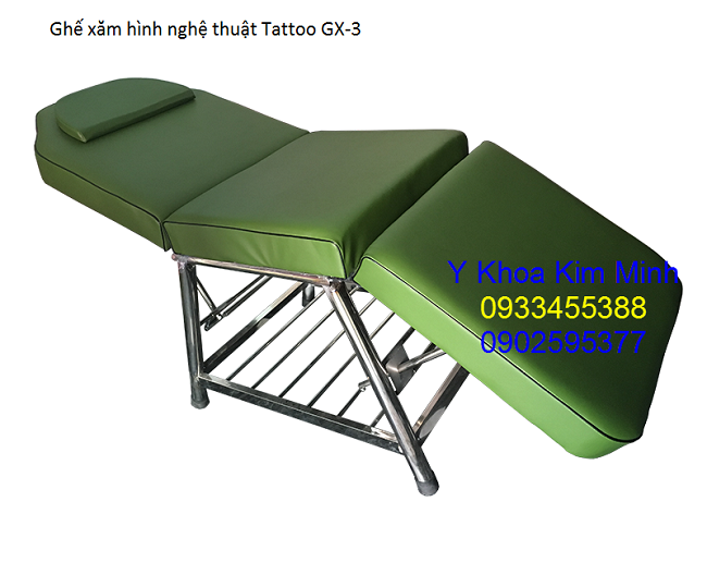 Ghế xăm hình nghệ thuật tattoo nệm 3 khúc sản xuất tại Việt Nam khung thân inox - Y khoa Kim Minh