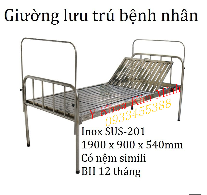 Giường y tế nâng đầu inox dùng tại Bệnh Viện