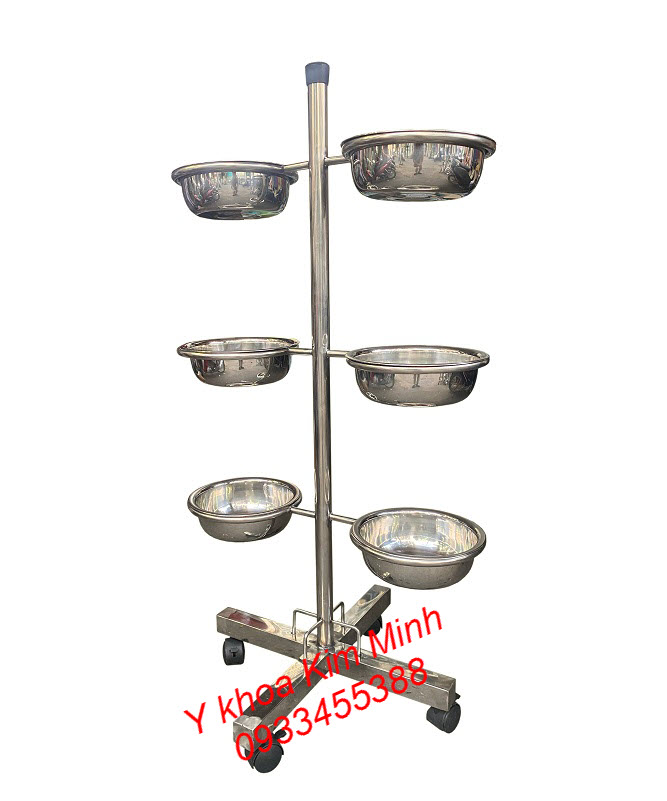 Giá để 6 chậu inox chứa mỹ phẩm phụ liệu chăm sóc da