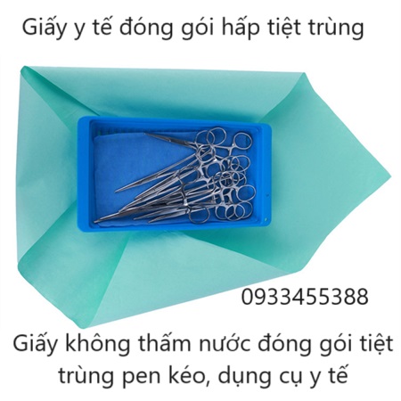 Giấy đóng gói hấp tiệt trùng dụng cụ y khoa, pen kéo có sử dụng keo dán hiển thị nhiệt độ màu