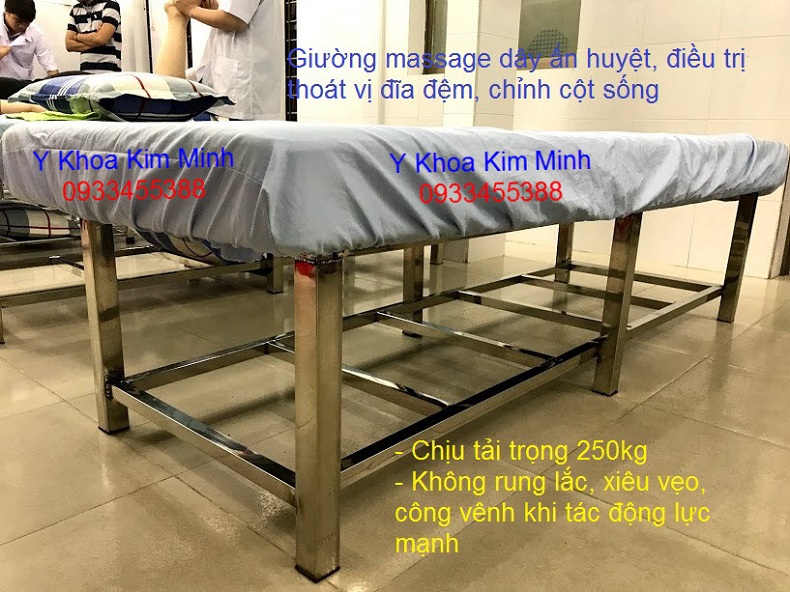 Giuong cham cuu, day an huyet dao, nang chinh cot song bang inox vuong ban tai Y Khoa Kim Minh 0933455388