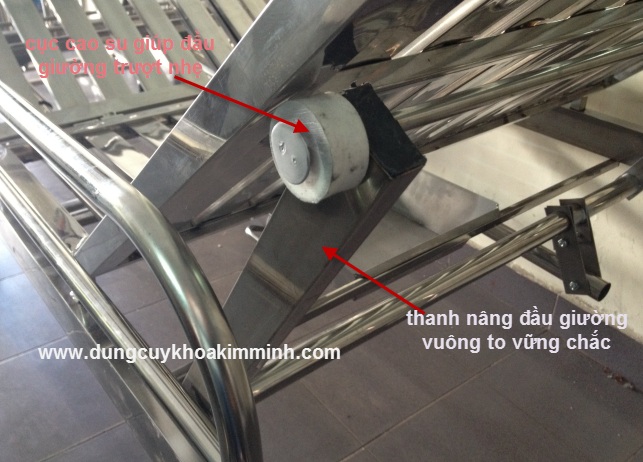 giuong y te inox 2 tay quay, giuong benh