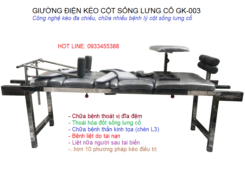 2019 Giường kéo giãn cột sống lưng cổ, chữa thần kinh tọa GK003 Y Khoa Kim Minh 0933455388