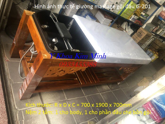 Giường gội đầu kết hợp masasge khung chân gỗ G-201 - Y khoa Kim Minh