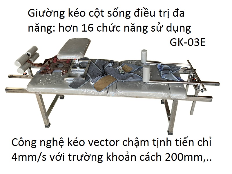 Giường kéo giãn giảm đau cột sống lưng cổ bằng điện GK-03E hơn 16 chức năng điều trị