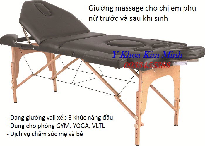 Giường massage vali 3 khúc có nâng đầu chăm sóc phụ nữ trước và sau khi sinh GX2053 - Y Khoa Kim Minh