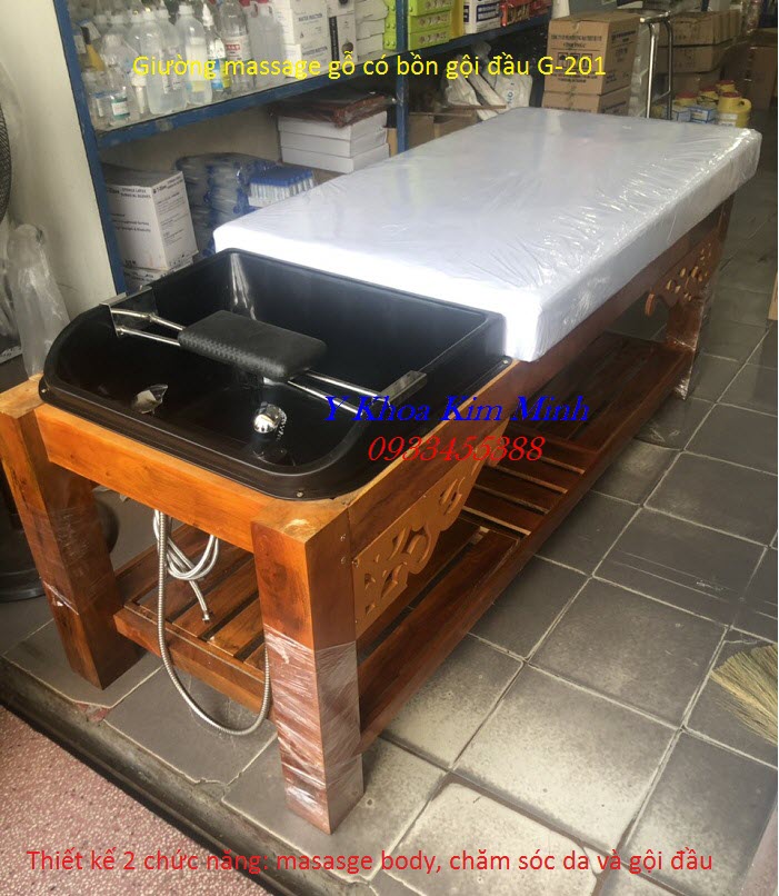 Sản xuất, bán giá sỉ giường masasge gỗ có bồn gội đầu G-201 - Y khoa Kim Minh