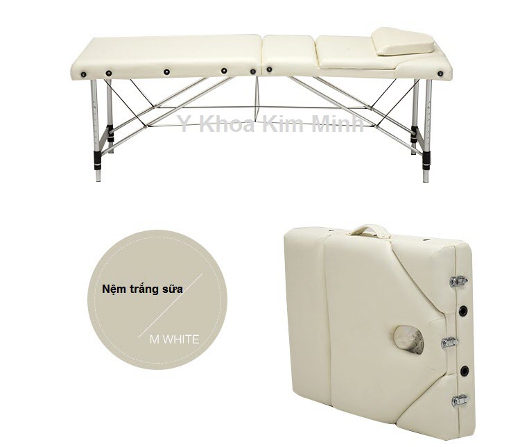 Giuong massage nang dau 3 khuc nem mau trang sua - Y khoa Kim Minh