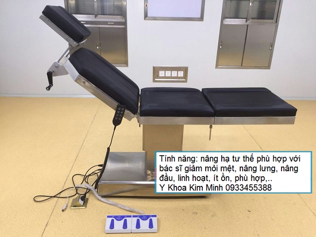 Giường mổ phẫu thuật y tế, thẩm mỹ chỉnh điện nâng hạ bằng remote G019 - Y khoa Kim Minh 0933455388