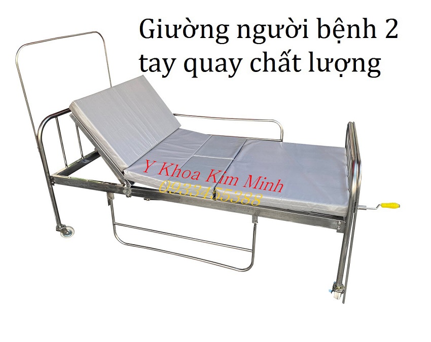 Đia chỉ bán giường người bệnh 2 tay quay bằng inox