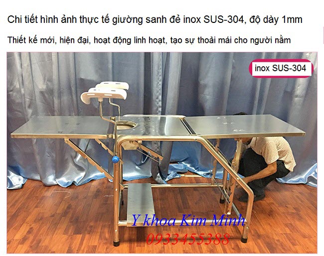 Hình ảnh thực tế giường sanh đẻ y tế inox 304 bán tại Tp Hồ Chí Minh - Y Khoa Kim Minh 0933455388