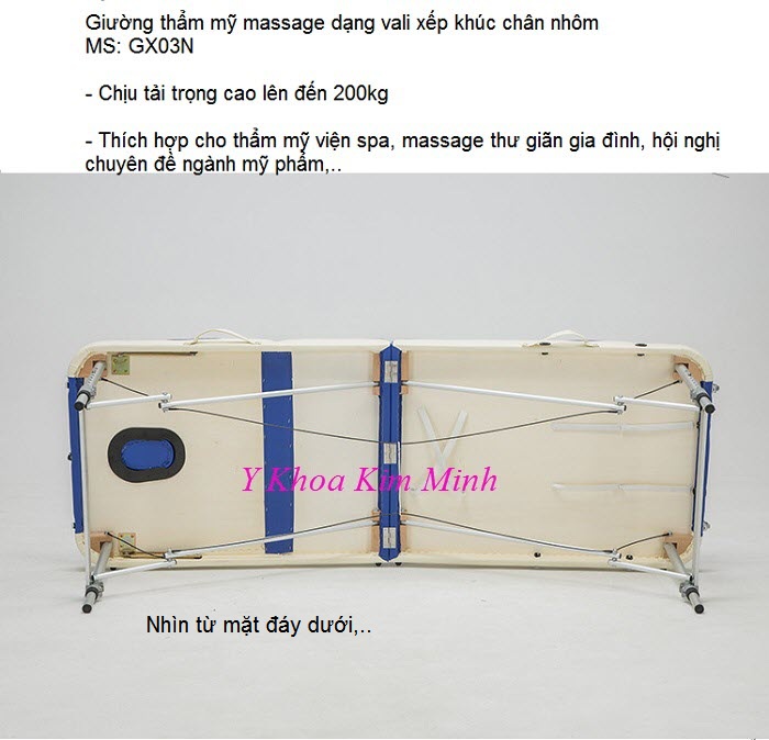 Giường thẩm mỹ vali chân nhôm nâng đầu GX-03N - Y khoa Kim Minh