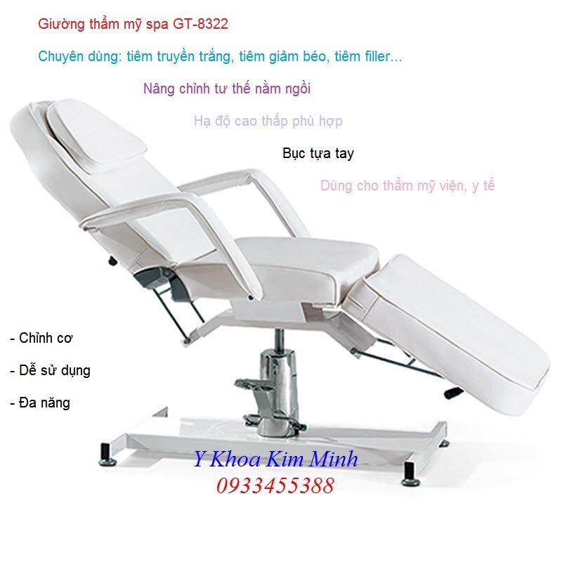Giuong tham my spa, ghe tiem truyen trang, tiem fller, tiem giam beo GT-8322 ban tai Tp Ho Chi Minh - Y Khoa Kim Minh 0933455388