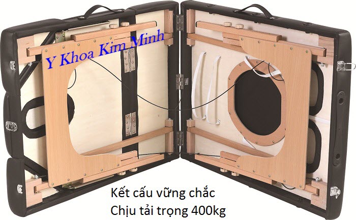 Giường massage vali di động dùng cho phòng vật lý trị liệu, yoga, gym - Y Khoa Kim Minh Giường massage di động khung thân gỗ dùng massage phụ nữ ở phòng gym, yoga, vật lý trị liệu - Y Khoa Kim Minh