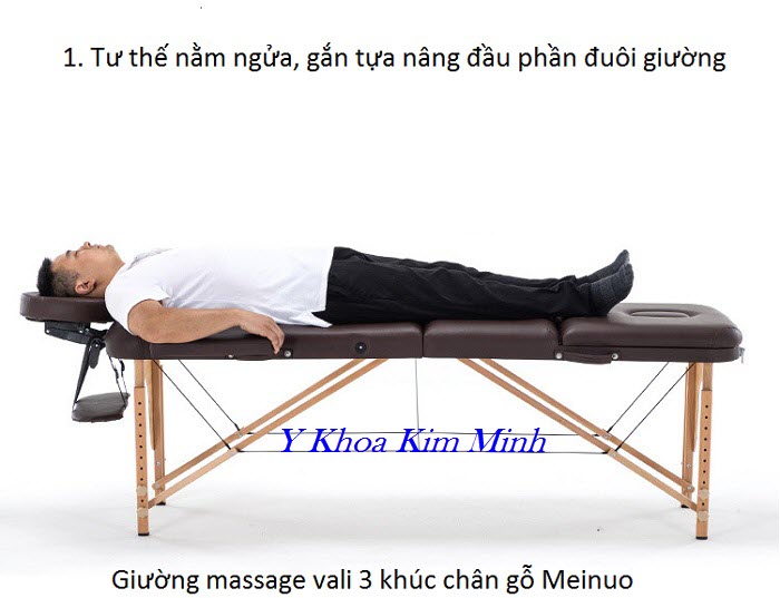 Giuong xep vali chan go 3 khuc Meinuo, tu the massage nam ngua - Y Khoa Kim Minh