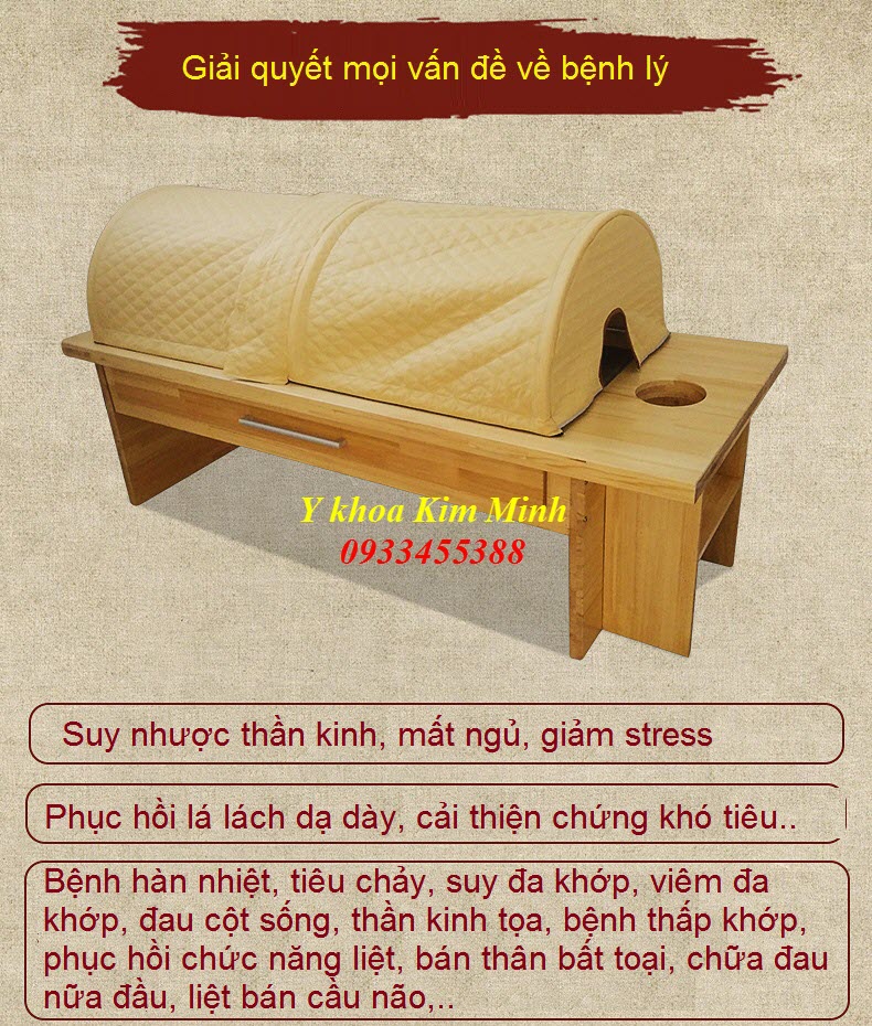 Giường xông thuốc, xông nhang ngãi cứu trị bệnh GX-06 - Y khoa Kim Minh 0933455388