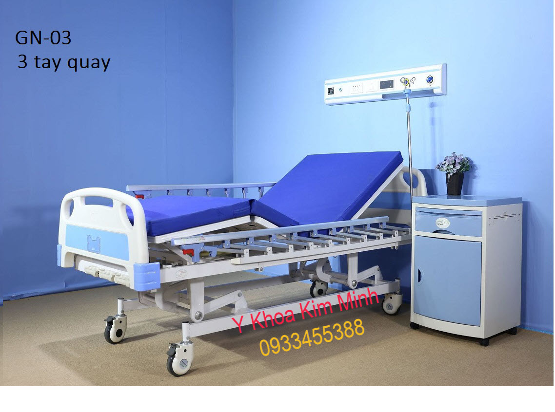 Giường y tế 3 tay quay nhập khẩu GN-03 bán ở Y Khoa Kim Minh