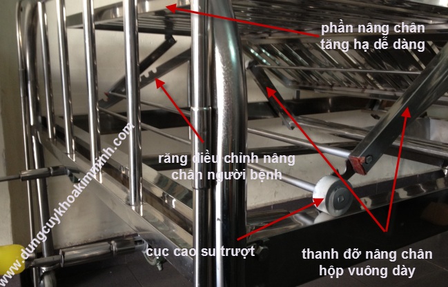 giuong y te inox 2 tay quay, giuong benh