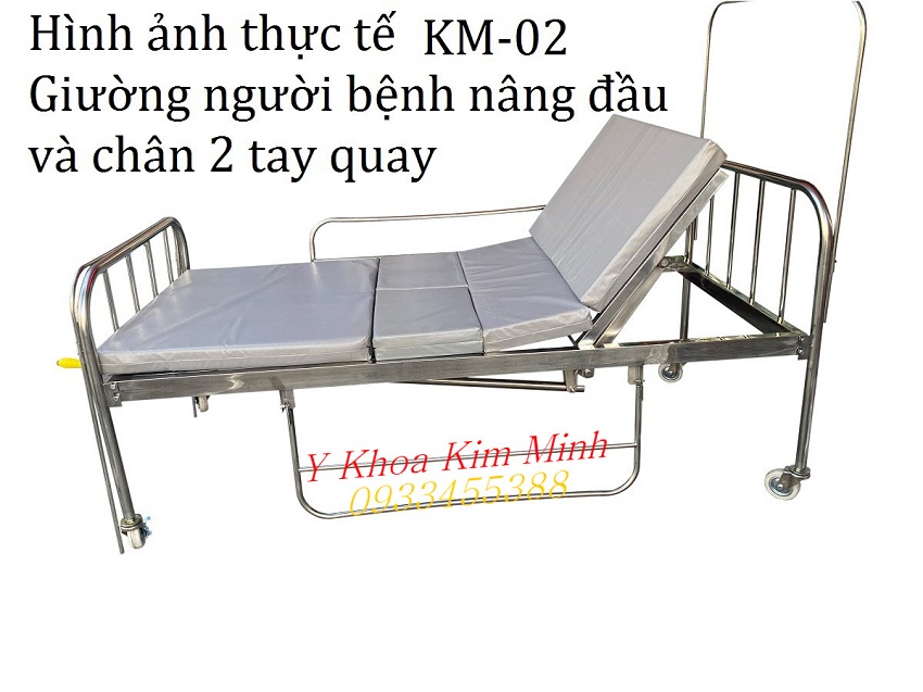 Bán giường y tế 2 tay quay nâng đầu chân dùng cho người bệnh băng inox