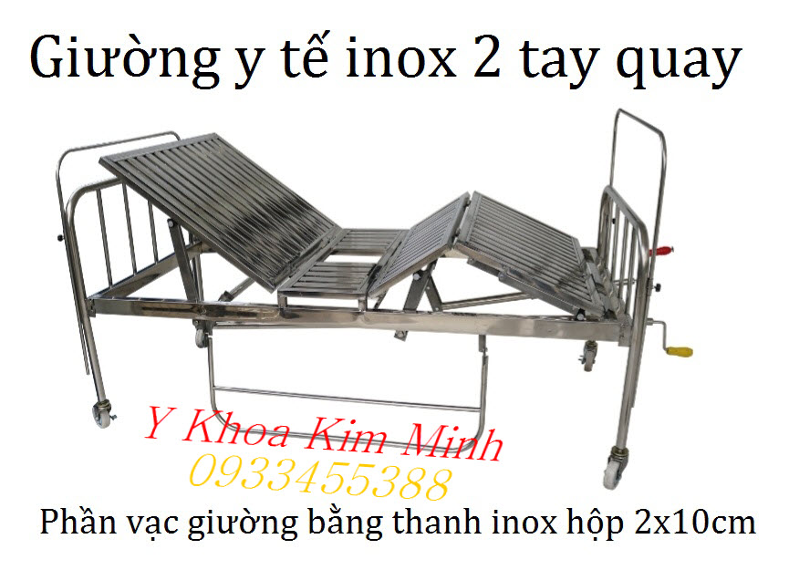 Giường y tế 2 tay quay dùng cho người bệnh 2 tay quay
