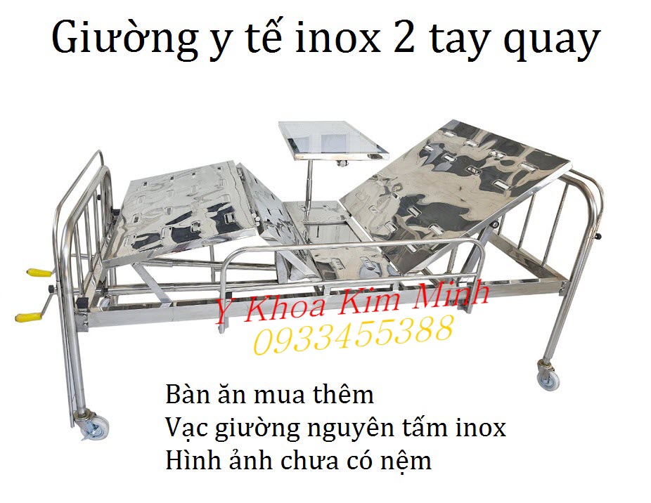 Giường y tế dùng cho người bệnh tại nhà 2 tay quay nâng đầu và chân