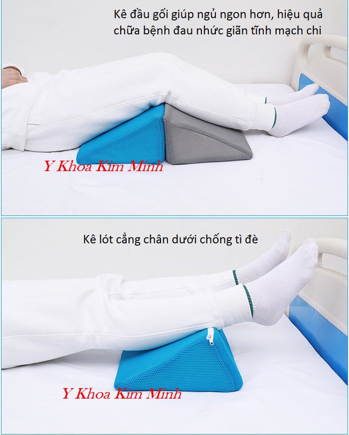 Gối lưới tam giác lót kê chân cho người bệnh giãn tĩnh mạch chân - Y Khoa Kim Minh