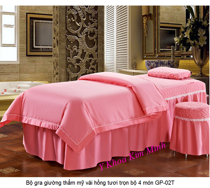 Grap giuong tham my spa vai mau hong tuoi GP-02T - Y Khoa Kim Minh