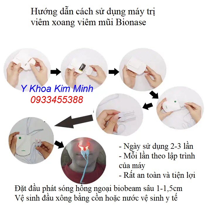 Hướng dẫn sử dụng máy trị viêm xoang viêm mũi, ngăn ngừa bệnh tim mạch hen suyễn Bionase - Y khoa Kim Minh