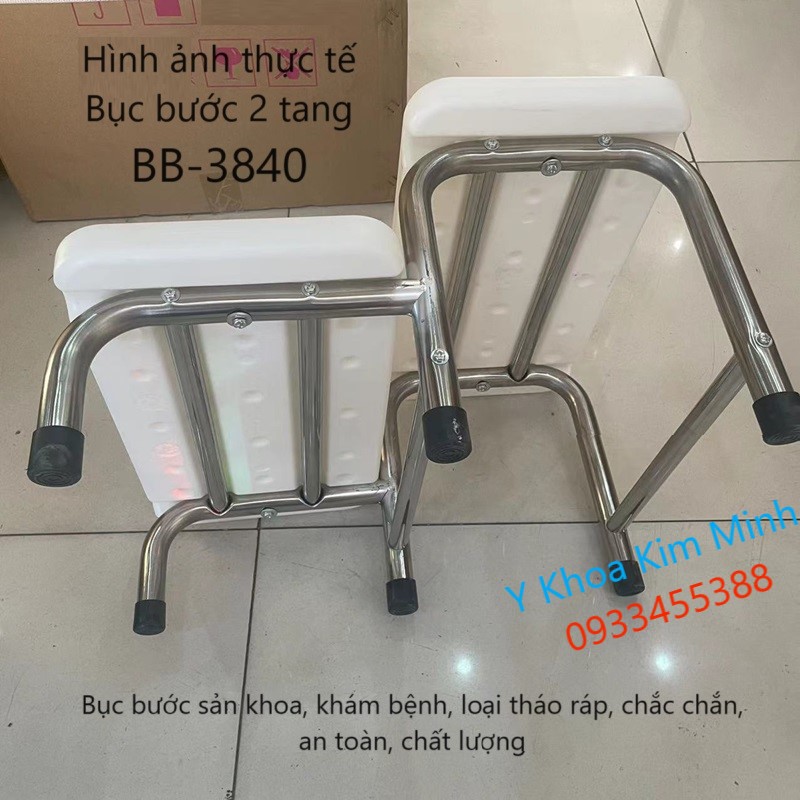 Hình ảnh thực tế bục bước 2 tầng BB-3840 dùng cho giường khám sản, bàn khám bệnh lên xuống