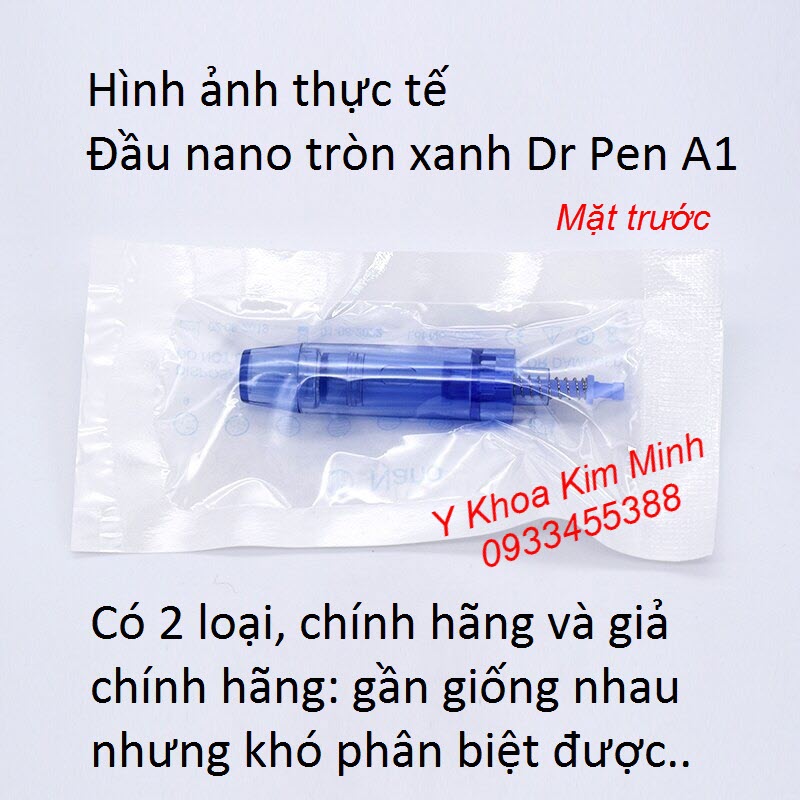 Hình ảnh thực tế đầu kim nano Dr Pen xanh A1 Hình ảnh mặt trước của đầu kim nano xanh máy Dr Pen chính hãng A1