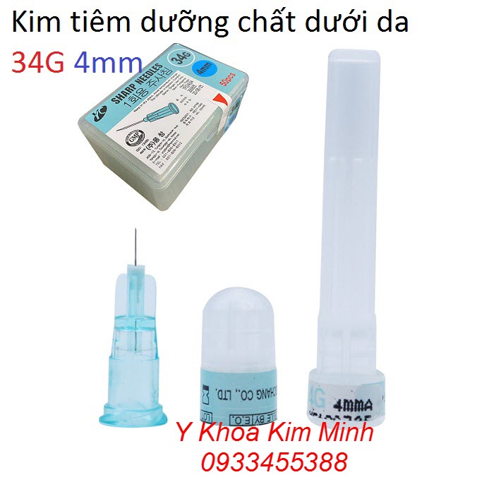 Được sử dụng tiêm dưỡng chất cho phép tiêm dưới da - Y khoa Kim Minh Sharp Needles 34G 4mm Korea - Y khoa Kim Minh