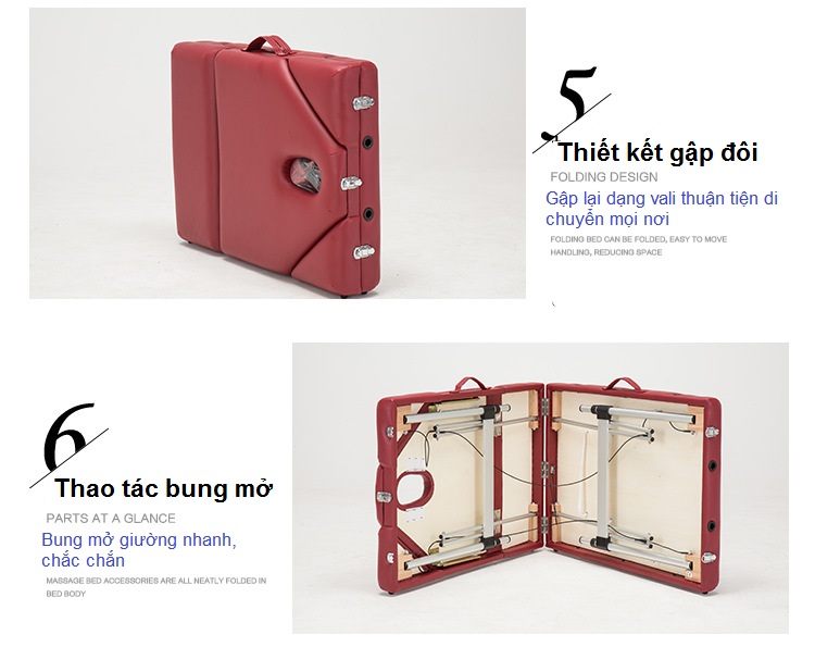 Kim Minh ban giuong massage di dong vali nang dau khung than nhom - Kim Minh