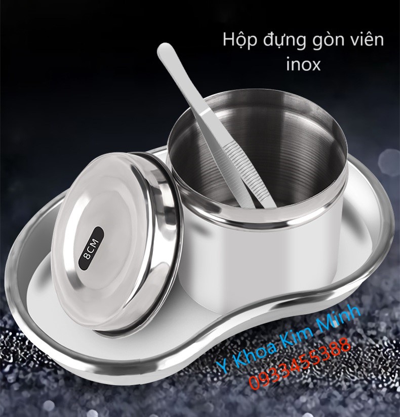 Hộp đựng gòn viên bằng inox bán ở Y Khoa Kim Minh