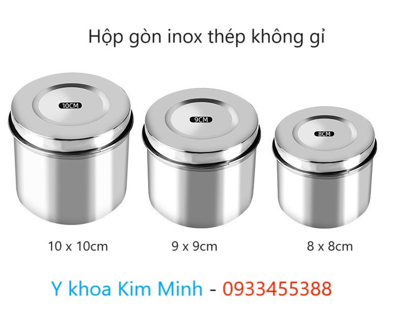 Kích thước đường kính hộp inox đựng gòn y tế