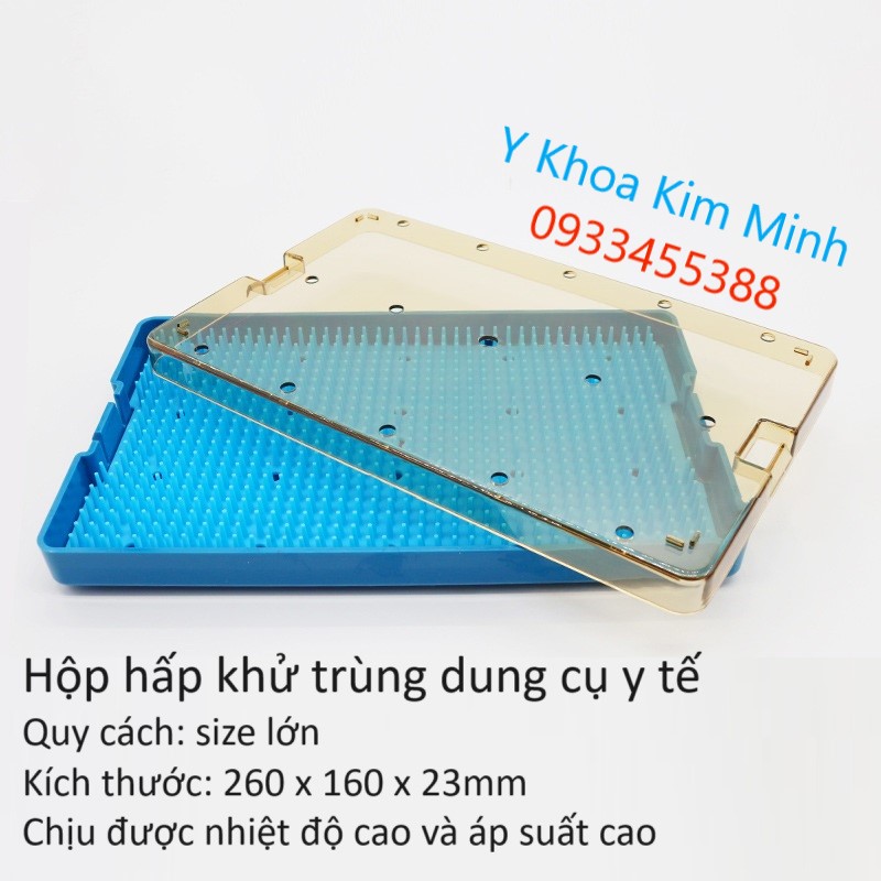 Hop hap khu trung dung cu pen keo y te size lon 260 x 160 x 23mm chiu nhiet do cao