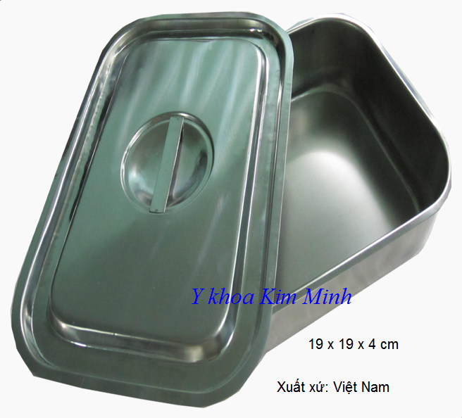 Hộp inox có nắp dùng trong y tế 19 x 9 x 4 cm - Y Khoa Kim Minh Hop inox y te chua nhat kich thuoc 19 x 9 x 4 cm sản xuất Vinh Tan, Viet Nam - Y khoa Kim Minh