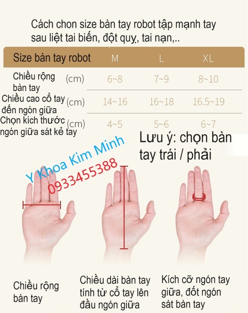 Cách chọn và đo bàn tay robot cho người tai biến liệt nữa người sử dụng