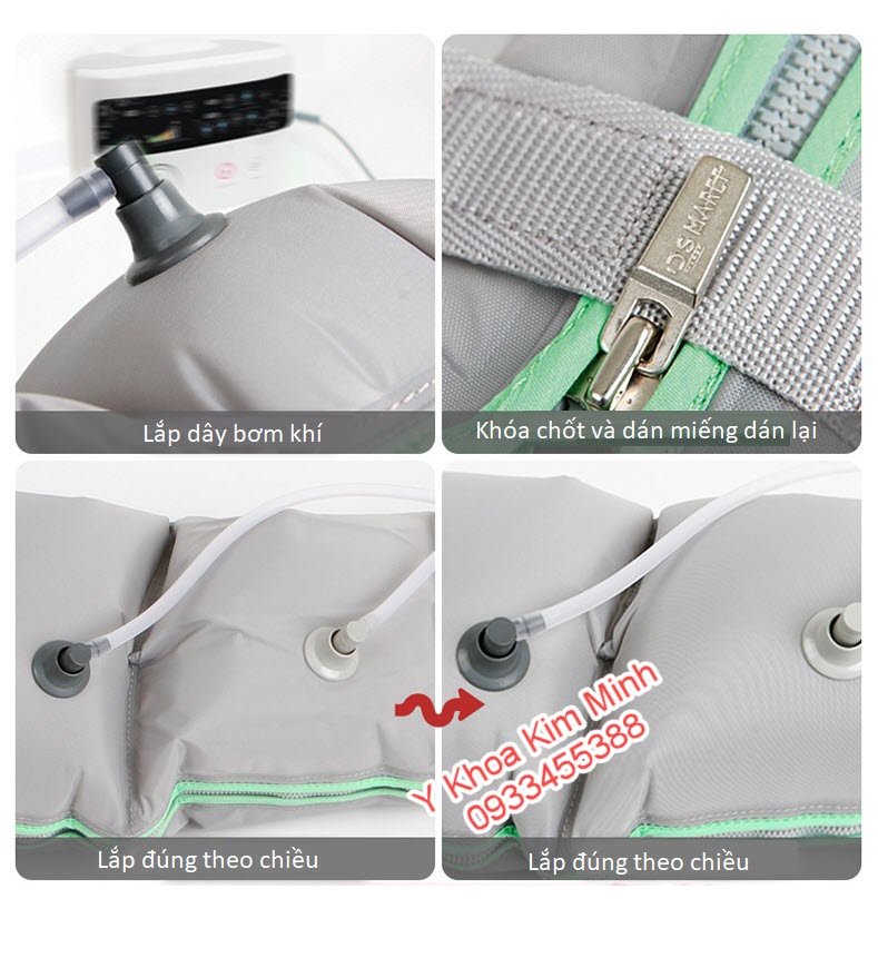 Hướng dẫn cách lắp đặt dây bơm vào túi khí chân máy điều trị bệnh giãn tĩnh mạch Doctor Life LX7