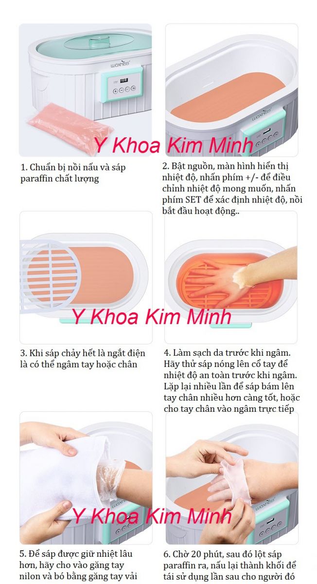 Hướng dẫn ngâm sáp paraffin lên tay chân