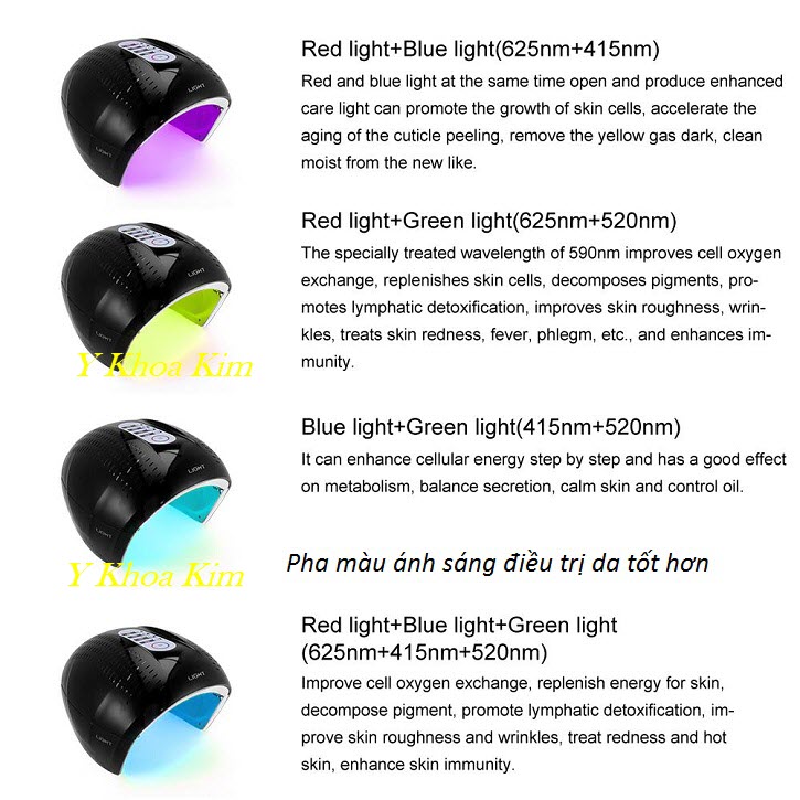 Hướng dẫn cách pha màu của đèn ánh sáng sinh học Bio Led Dome 6 màu - Y khoa Kim Minh