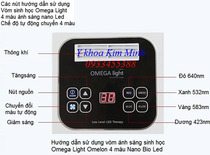 Hướng dẫn sử dụng vòm ánh sáng sinh học 4 màu Omega Light Omelon Nano Bio Led - Y khoa Kim Minh