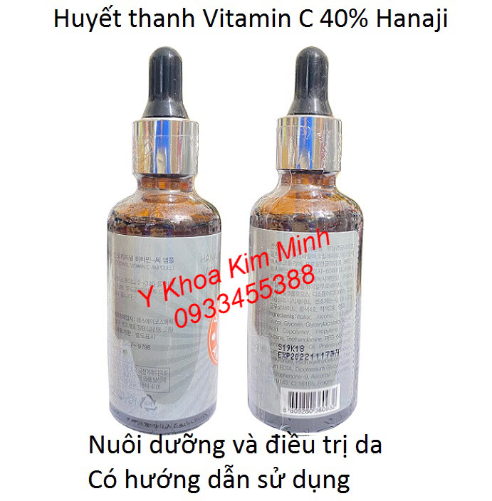 Một loại huyết thanh Vitamin C nồng độ 40% chuyên dùng điều trị và chăm sóc da chuyên nghiệp Huyết thanh Vitamin C 40% Hanaji điều trị chăm sóc da nhập khẩu Hàn Quốc