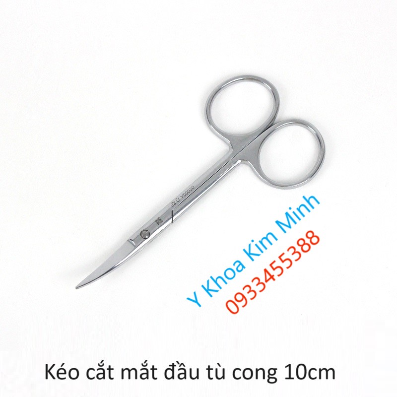 Kéo phẫu thuật, kéo cắt mắt, kéo cắt mí mắt đầu tù cong 10cm