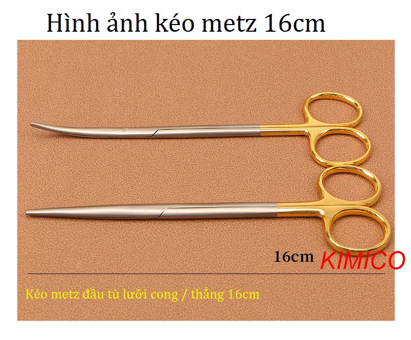 Kéo metz phẫu thuật đầu tù lưỡi cong thẳng 16cm